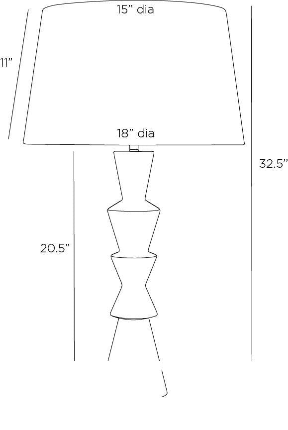 Chloe Table Lamp PTC45-SH046 technical dimension drawing