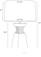 Dynasty Table Lamp PTC47-SH050 technical dimension drawing
