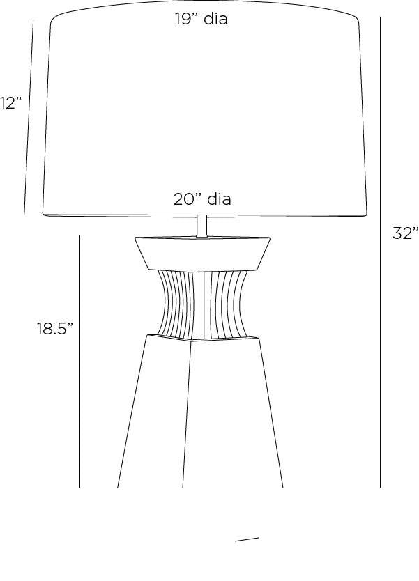Dynasty Table Lamp PTC47-SH050 technical dimension drawing