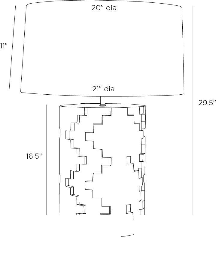 Cornwall Table Lamp PTC48-SH051 technical dimension drawing