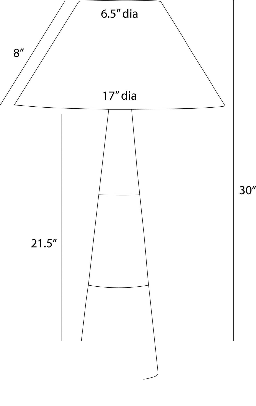 Chanell Table Lamp PTC55 technical dimension drawing