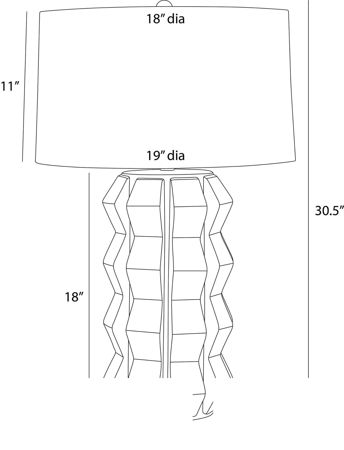 Journey Table Lamp PTC57-827 technical dimension drawing