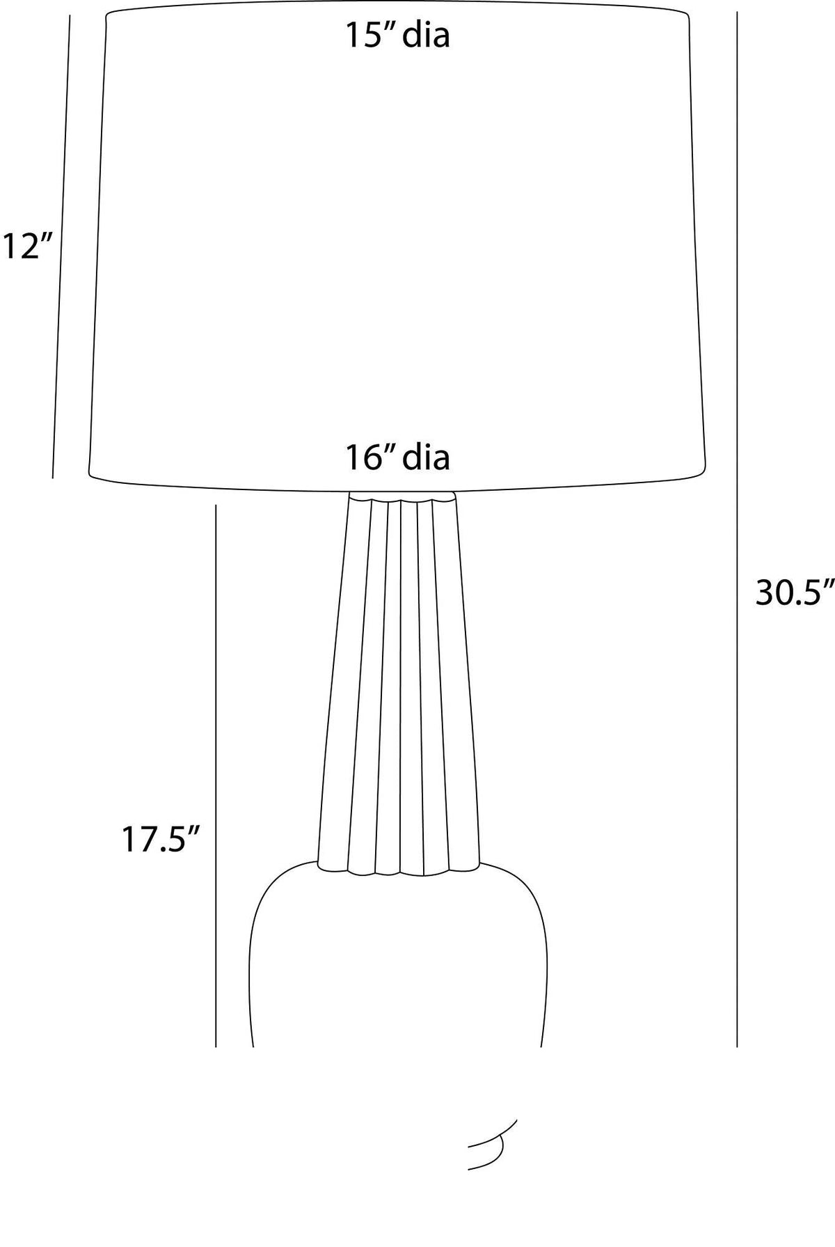 Arlington Table Lamp PTC60-673 technical dimension drawing