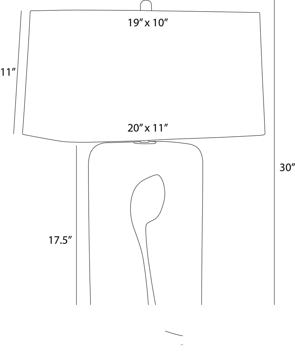 Kamora Table Lamp PTC63-SH044 technical dimension drawing