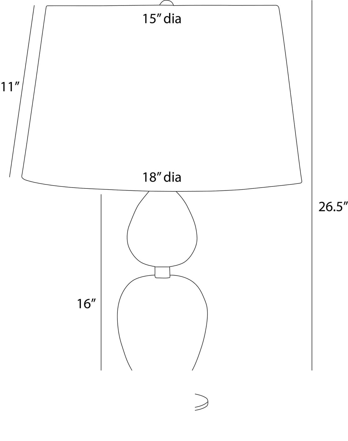 Aubrey Table Lamp PTC66-829 technical dimension drawing