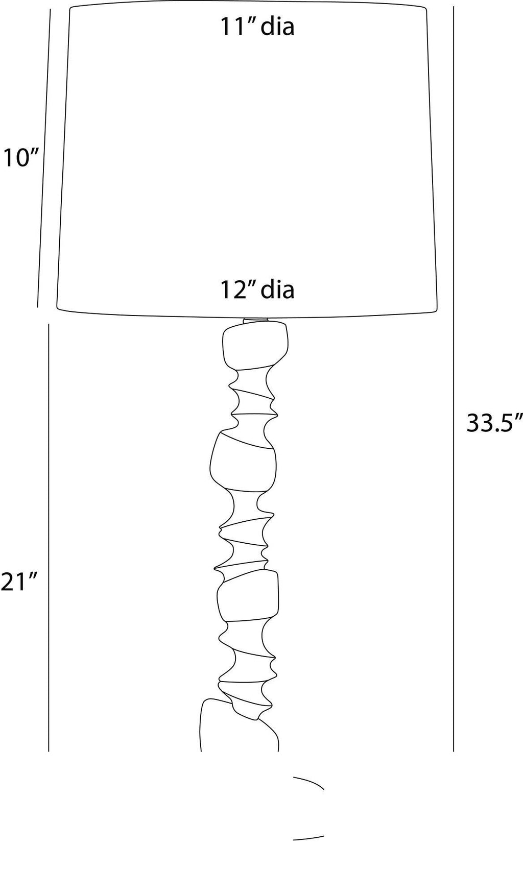 Kashmir Table Lamp PTC67-711 technical dimension drawing