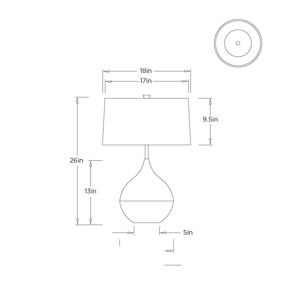Nelson Table Lamp PTC69-243 technical dimension drawing