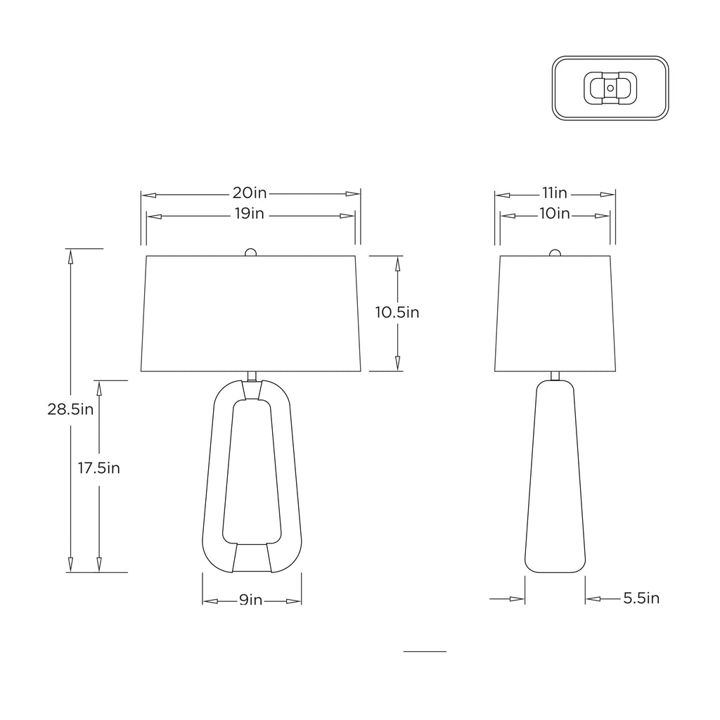 Gianni Table Lamp PTC71-150 technical dimension drawing