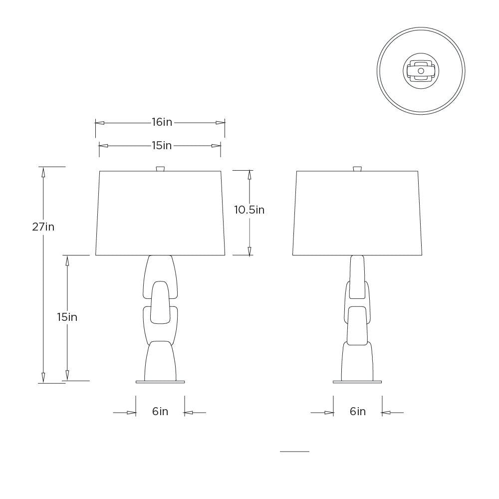 Tor Table Lamp PTC75-SH065 technical dimension drawing