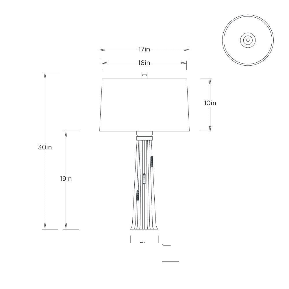 Follies Table Lamp PTC76-SH067 technical dimension drawing