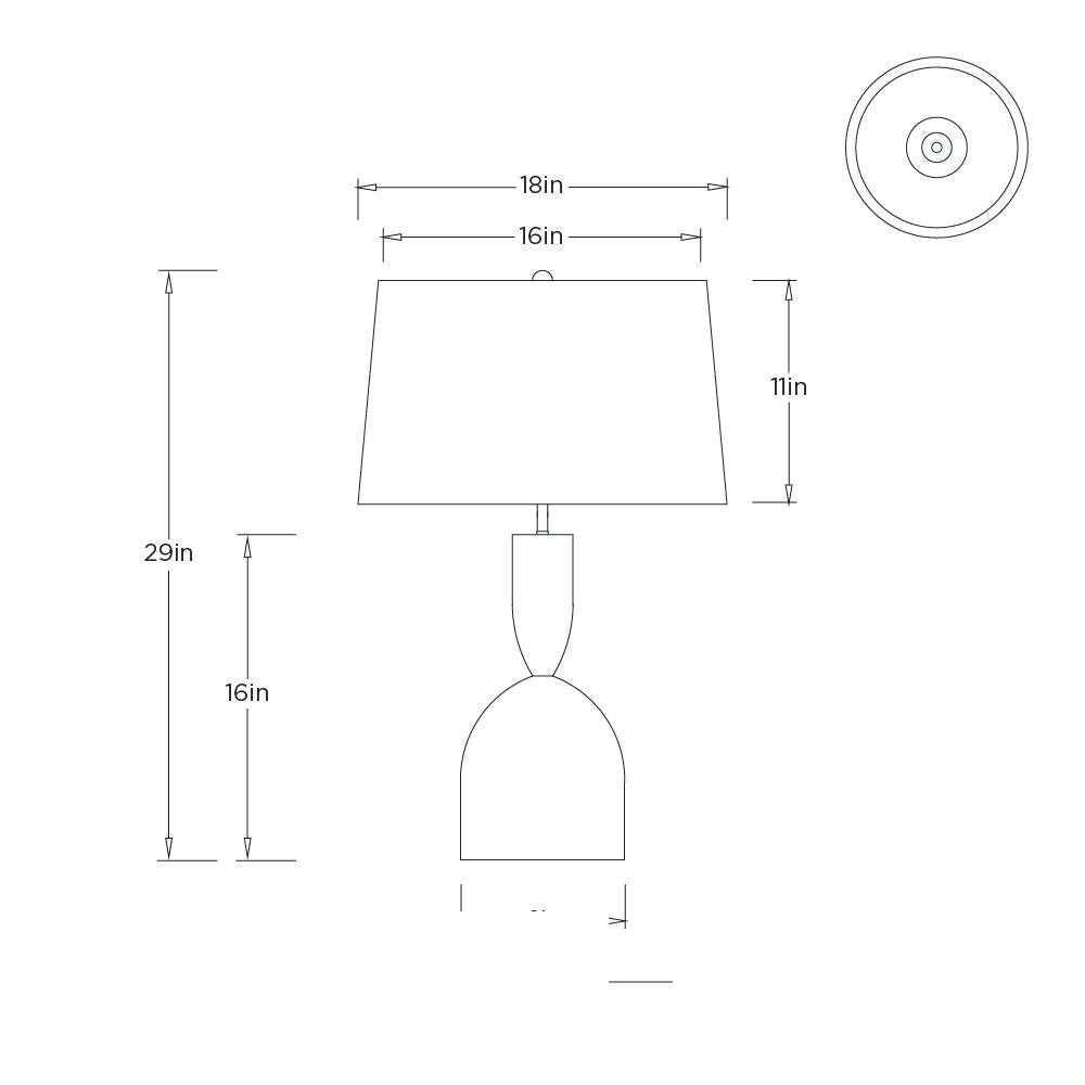 Brighton Table Lamp PTC78-252 technical dimension drawing