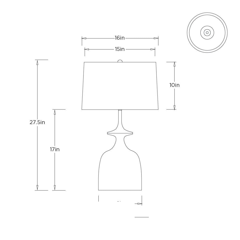 Bridgeport Table Lamp PTC79-SH027 technical dimension drawing
