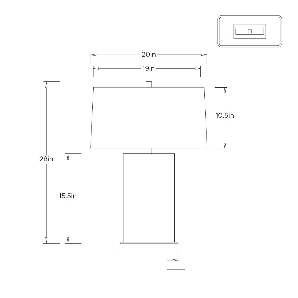 Uriah Table Lamp PTC81-429 technical dimension drawing
