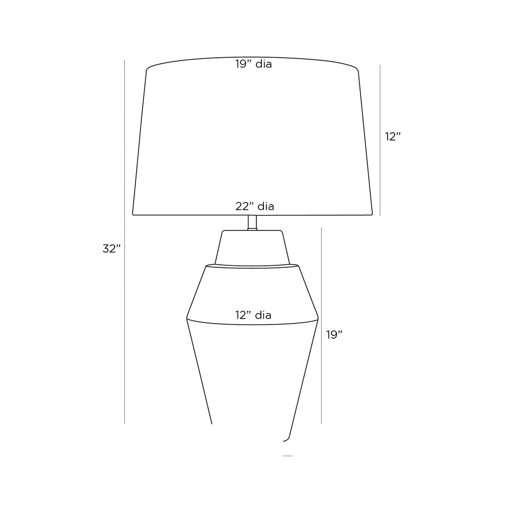 Wanda Table Lamp PTE04-SH014 technical dimension drawing