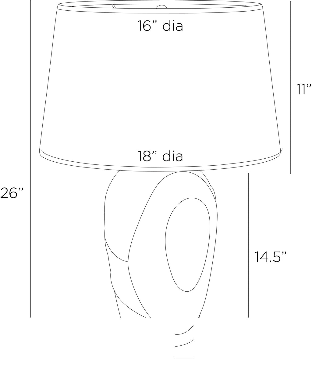 Amelia Table Lamp PTE05-252 technical dimension drawing