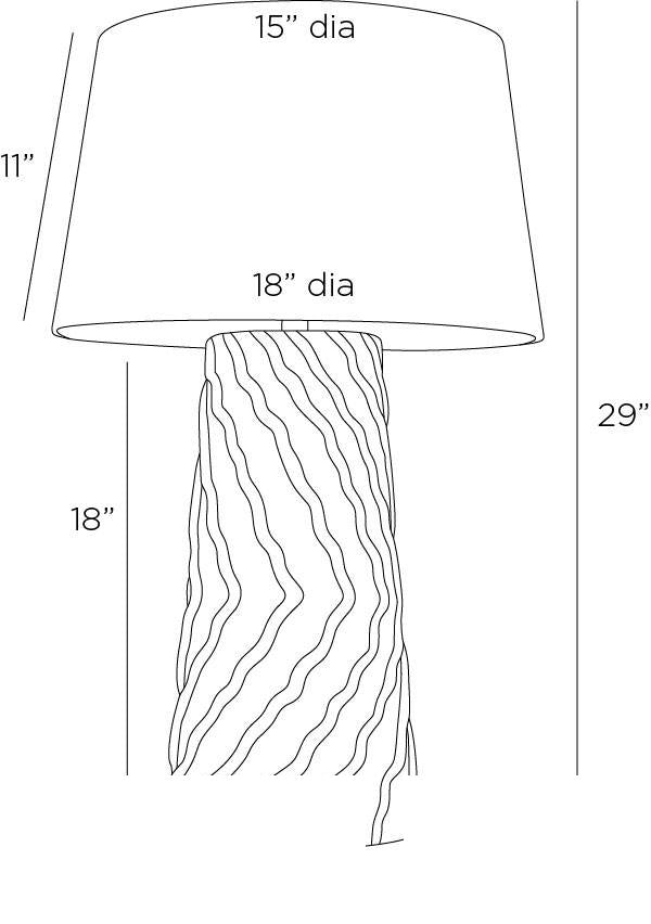 Huron Table Lamp PTE15-829 technical dimension drawing