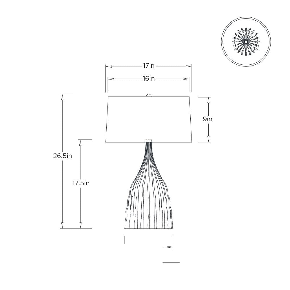 Nyla Table Lamp PTE16-934 technical dimension drawing
