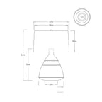 Matteo Table Lamp PTE17-580 technical dimension drawing