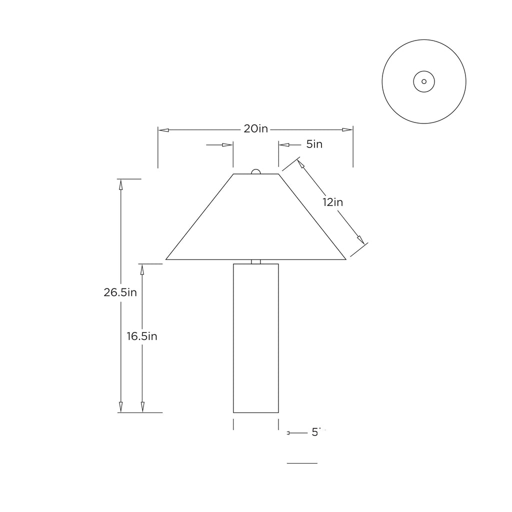 Nicoline Table Lamp PTE18-SH042 technical dimension drawing