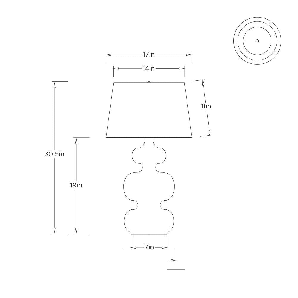 Noma Table Lamp PTE19-357 technical dimension drawing