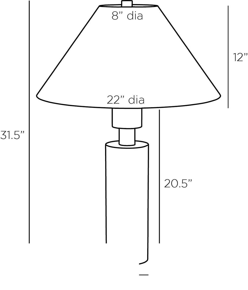 Blazi Table Lamp PTI08-671 technical dimension drawing