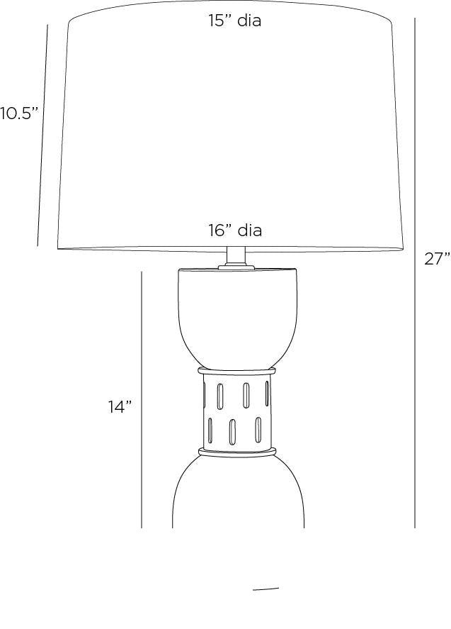 Dalton Table Lamp PTI15-229 technical dimension drawing