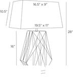 Gentry Table Lamp PTI17-601 technical dimension drawing