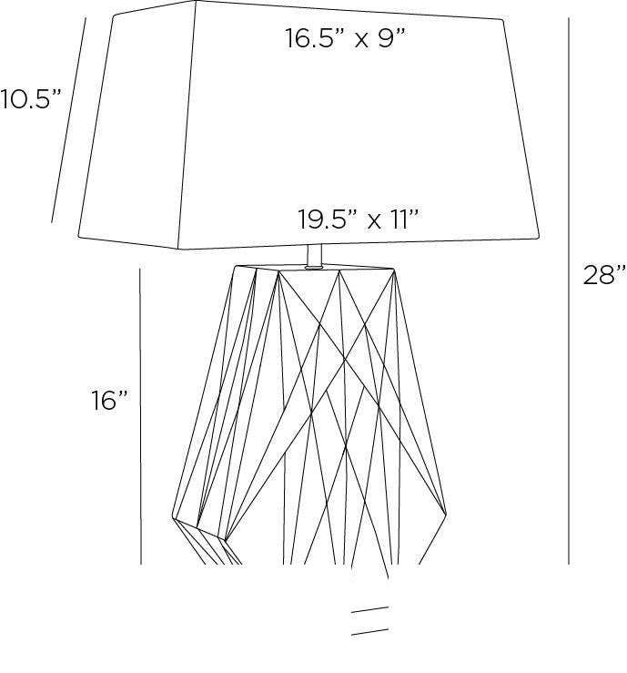Gentry Table Lamp PTI17-601 technical dimension drawing