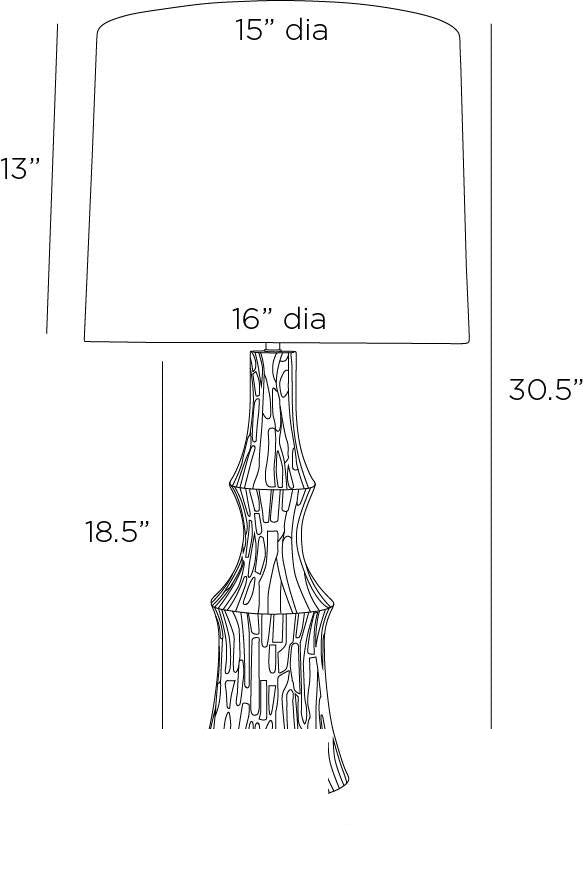 Grainger Table Lamp PTI19-SH059 technical dimension drawing