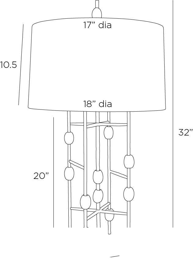 Howes Table Lamp PTI21-SH060 technical dimension drawing