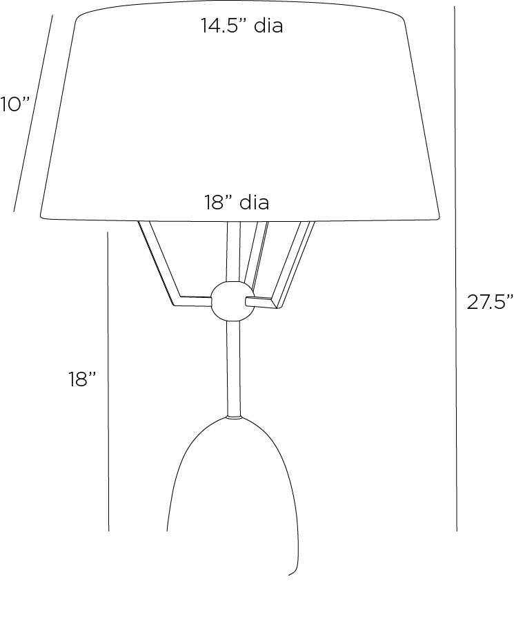 Hodgins Table Lamp PTI23 technical dimension drawing