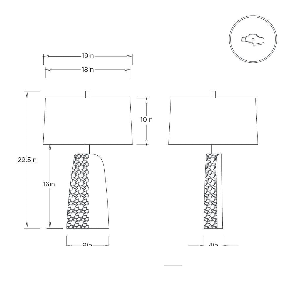 Scopello Table Lamp PTI31-659 technical dimension drawing