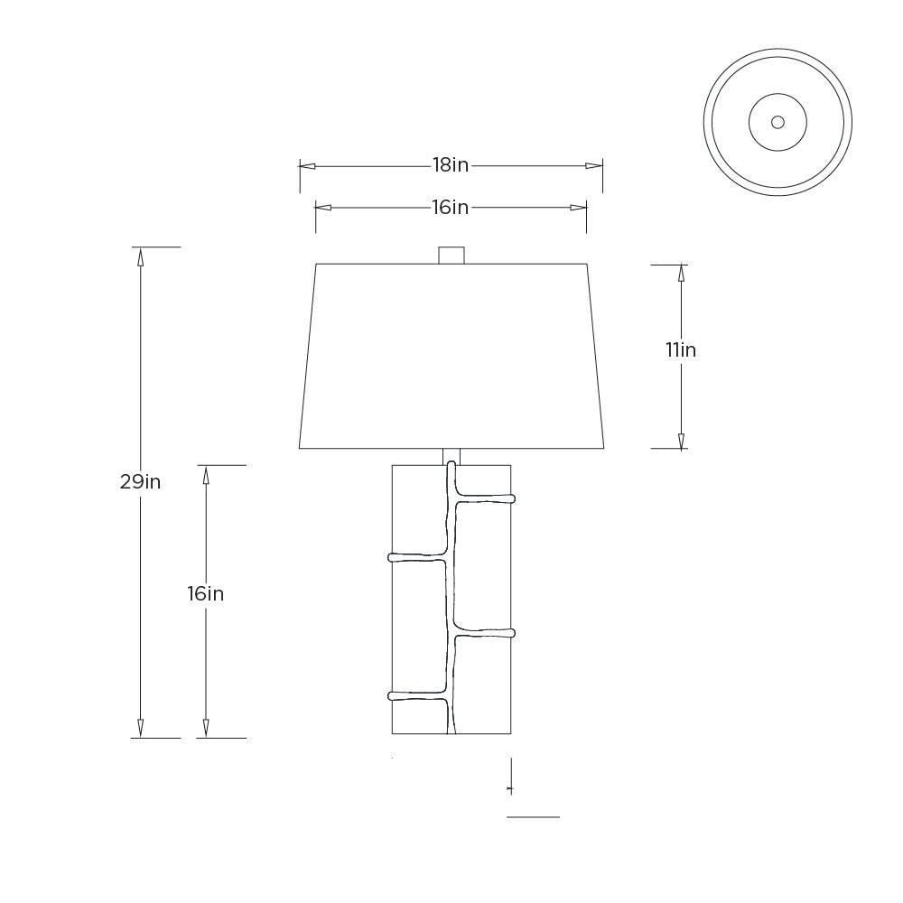 Striata Table Lamp PTI32-SH071 technical dimension drawing