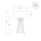Torre Table Lamp PTI33 technical dimension drawing