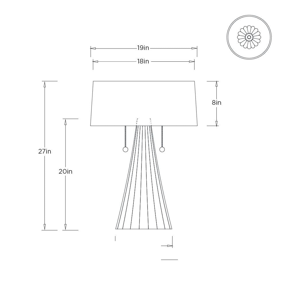 Torre Table Lamp PTI33 technical dimension drawing