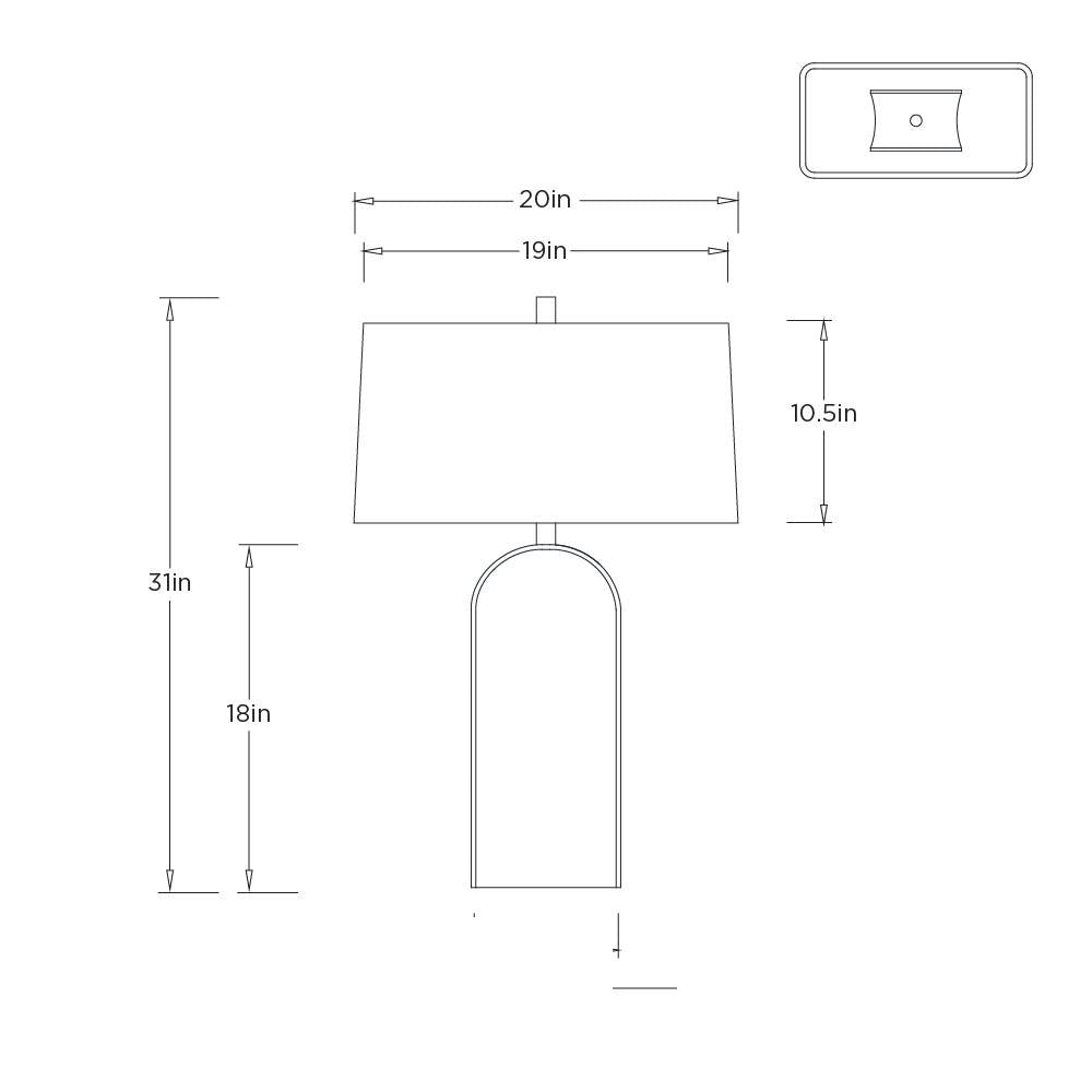 Cavallo Table Lamp PTI34-429 technical dimension drawing