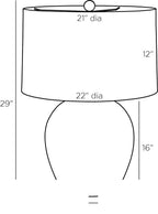 Yukon Table Lamp PTS09-SH026 technical dimension drawing