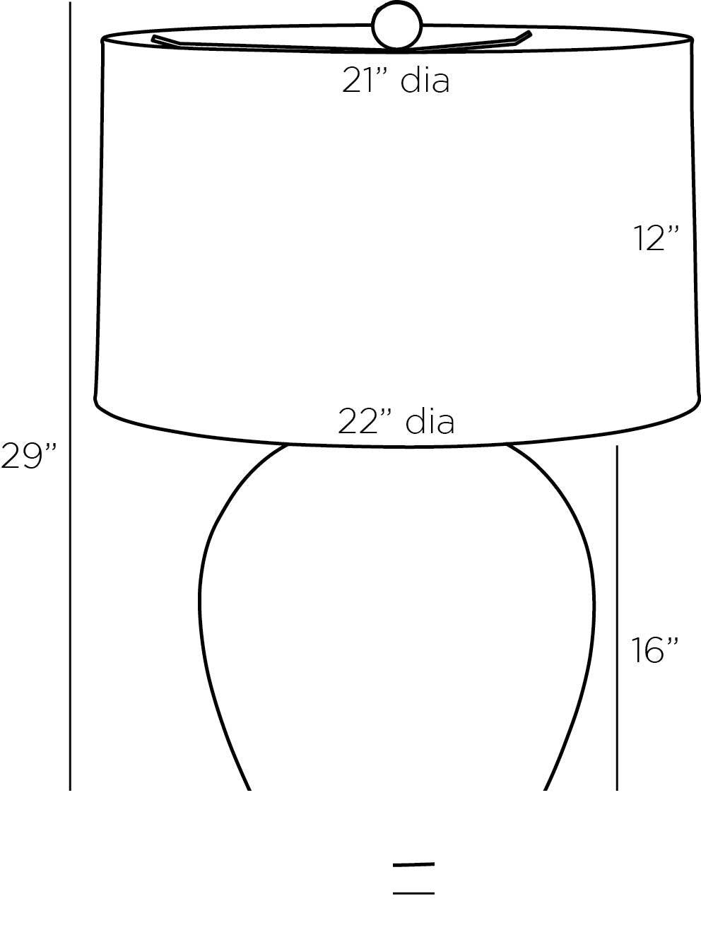 Yukon Table Lamp PTS09-SH026 technical dimension drawing