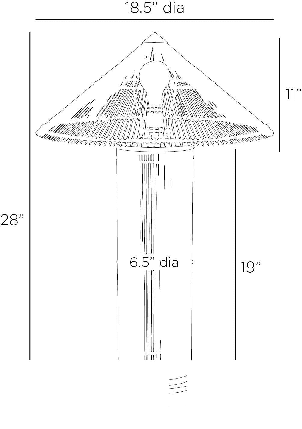 Belize Table Lamp PTS10 technical dimension drawing