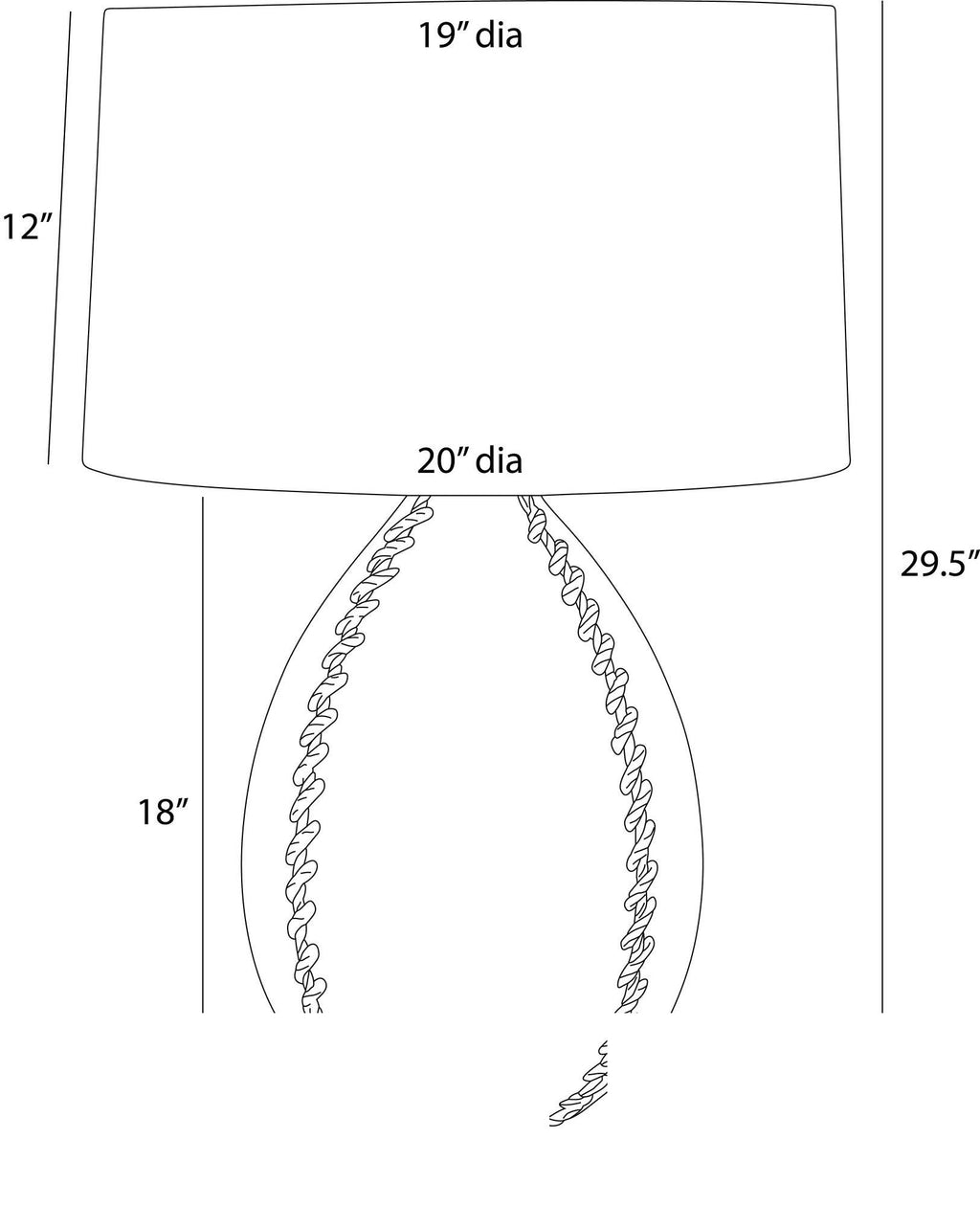 Jaxx Table Lamp PTS21-SH012 technical dimension drawing