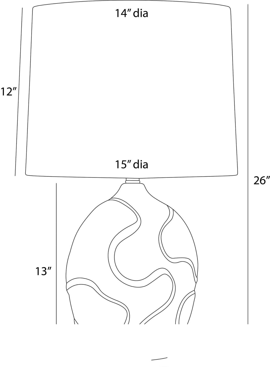 Ismay Table Lamp PTS22-711 technical dimension drawing