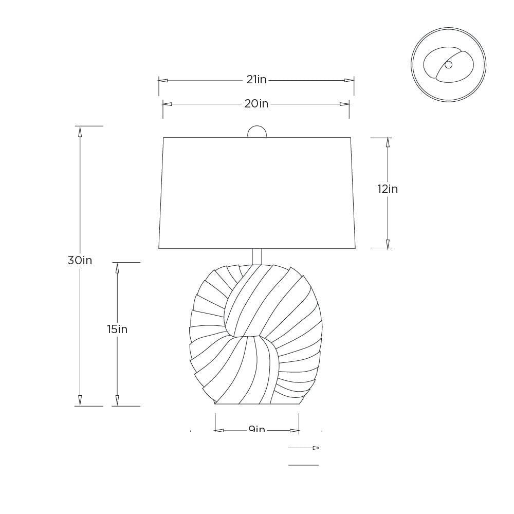 Spira Table Lamp PTS24-SH069 technical dimension drawing
