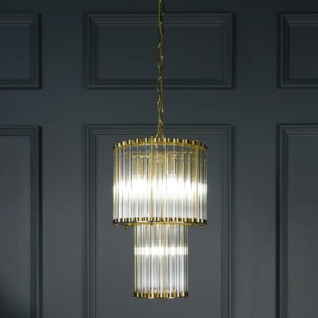 Double Monza 9-Light Glass Chandelier