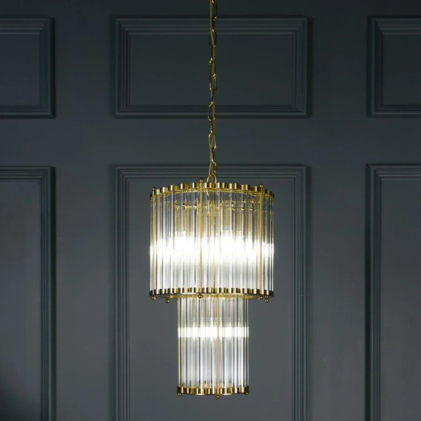 Double Monza 9-Light Glass Chandelier