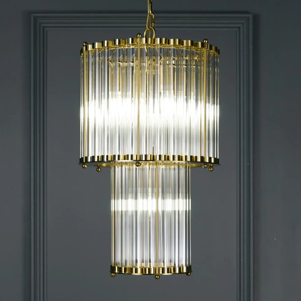 Double Monza 9-Light Glass Chandelier