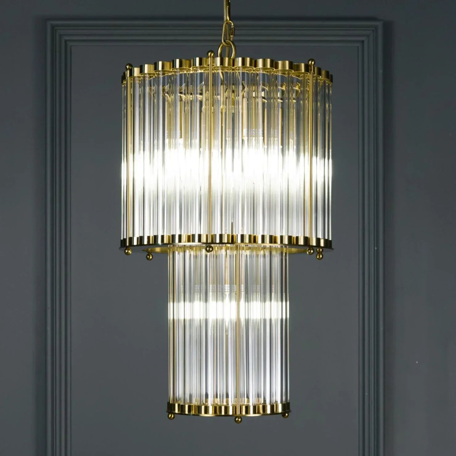Double Monza 9-Light Glass Chandelier