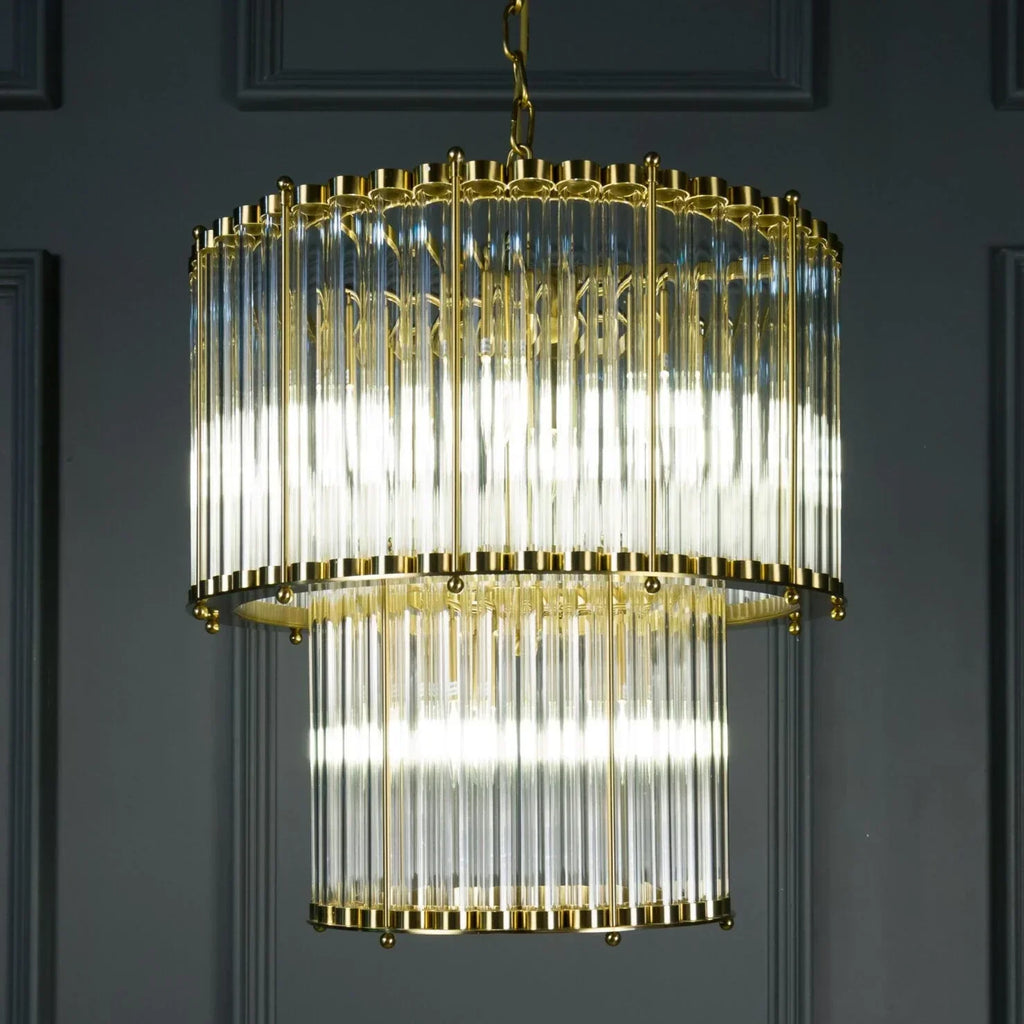 Double Monza 9-Light Glass Chandelier