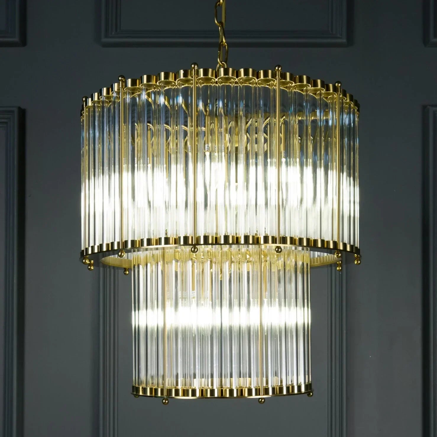 Double Monza 9-Light Glass Chandelier