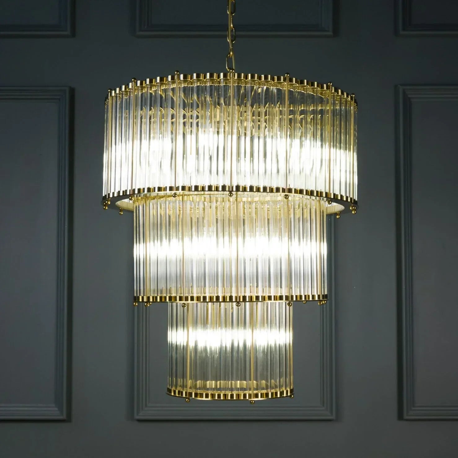 Triple Monza 9-Light Glass Chandelier