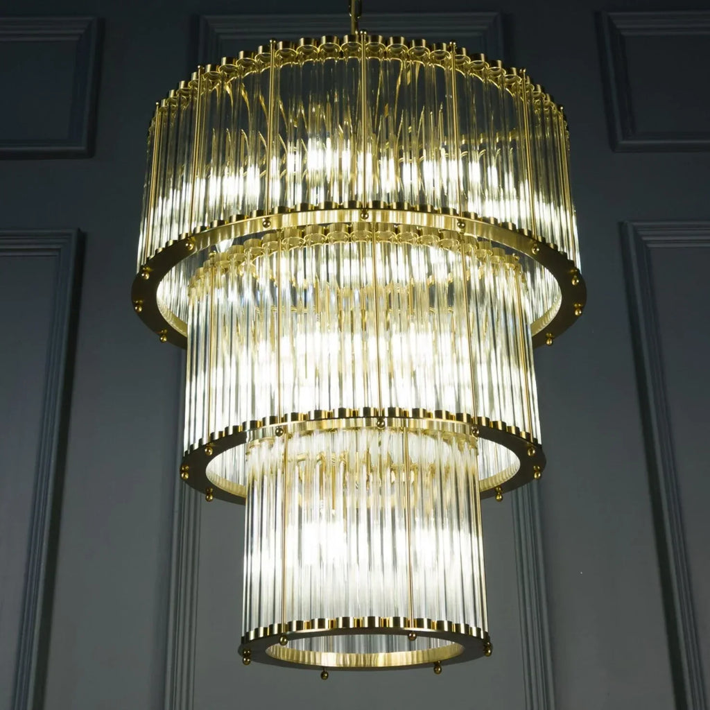 Triple Monza 9-Light Glass Chandelier